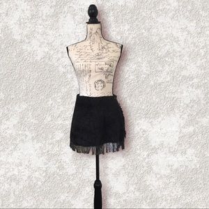 Vintage 90s MERIVALE AUSTRALIA Designer brown wrap mini skirt with fringe size S